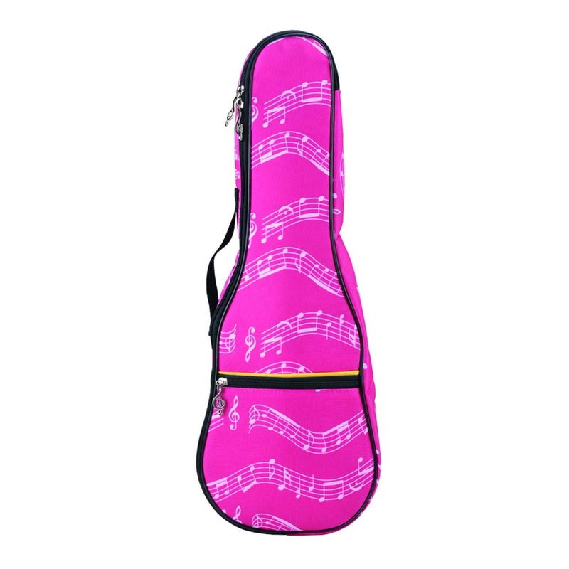 PUNK Ukulele Soprano Bag,Ukulele Case 21" Waterproof Oxford Musical Note Case Single Shoulder Backpack with Adjustable Straps (Pink) - Image 1